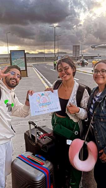 Happy customers at airport